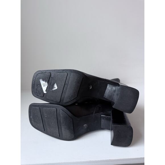 St John’s Bay Womens Knee High Boots Size 8.5 M Black 100% Leather Square Toe - Picture 8 of 11